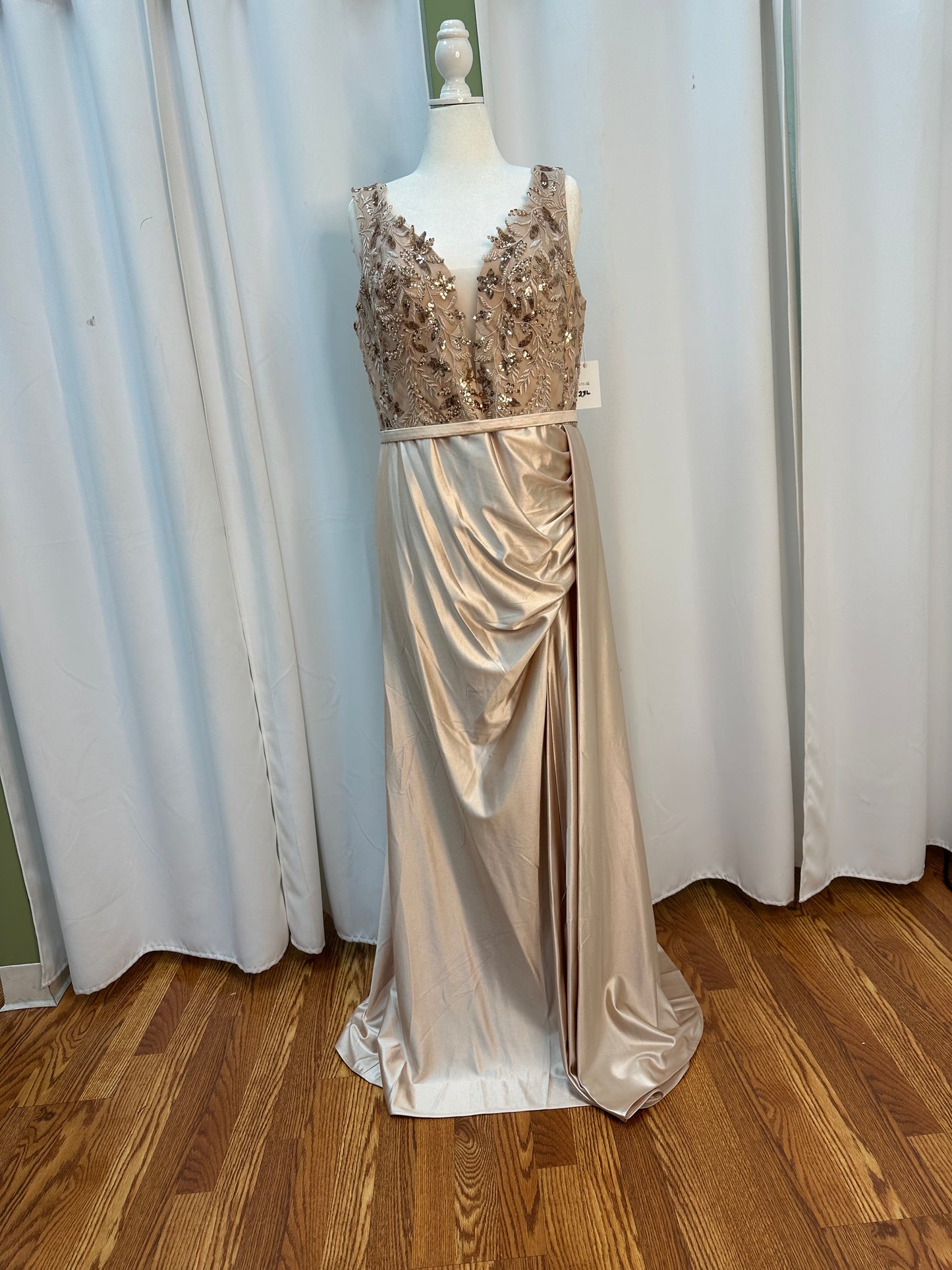 CHAMPAGNE STUDDED CORSET DRESS