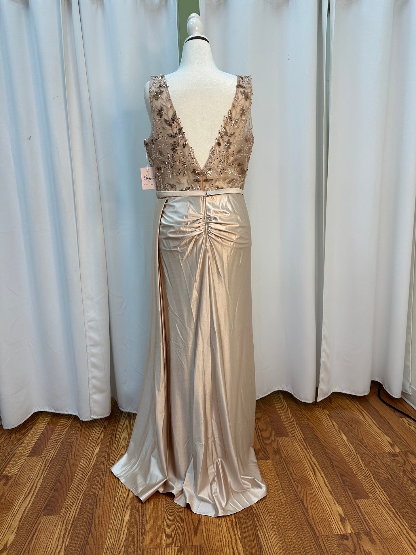 CHAMPAGNE STUDDED CORSET DRESS