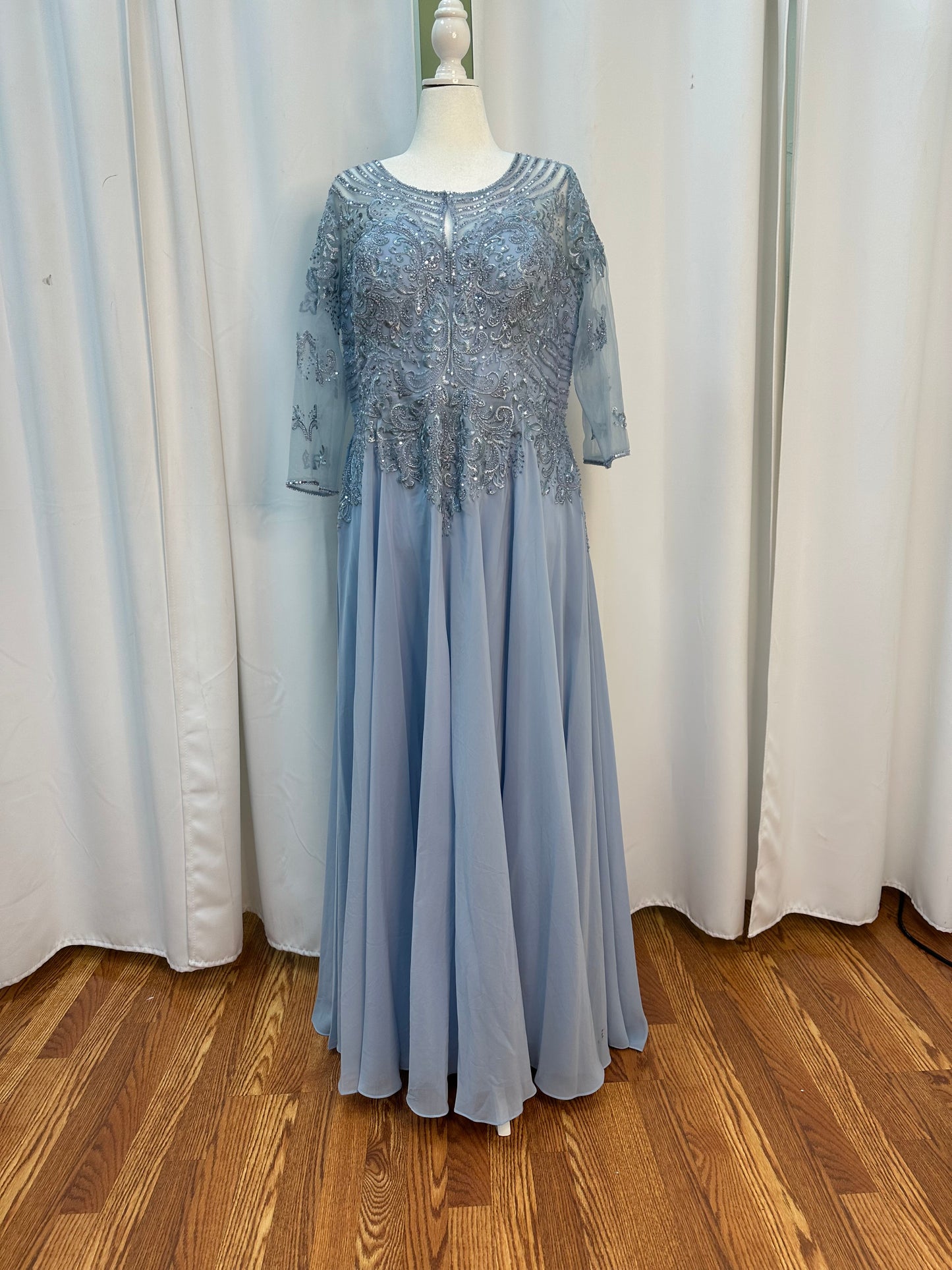 dusty blue sleeve dress