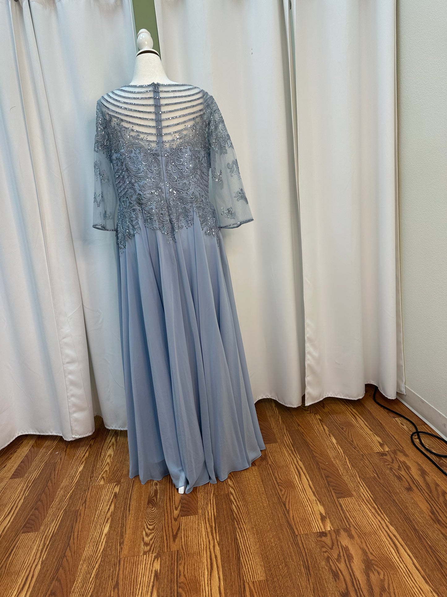 dusty blue sleeve dress