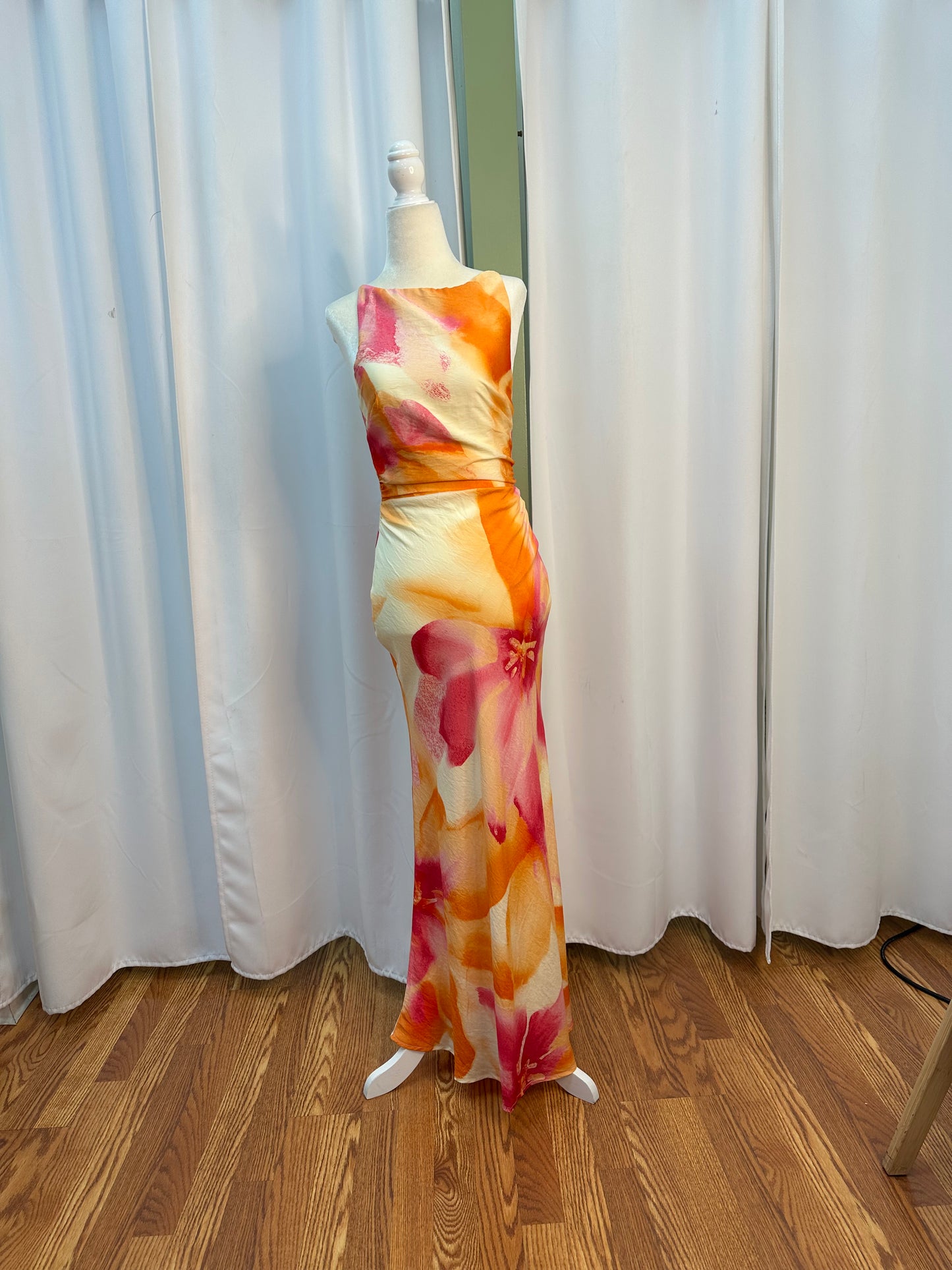ORANGE SATIN DRESS