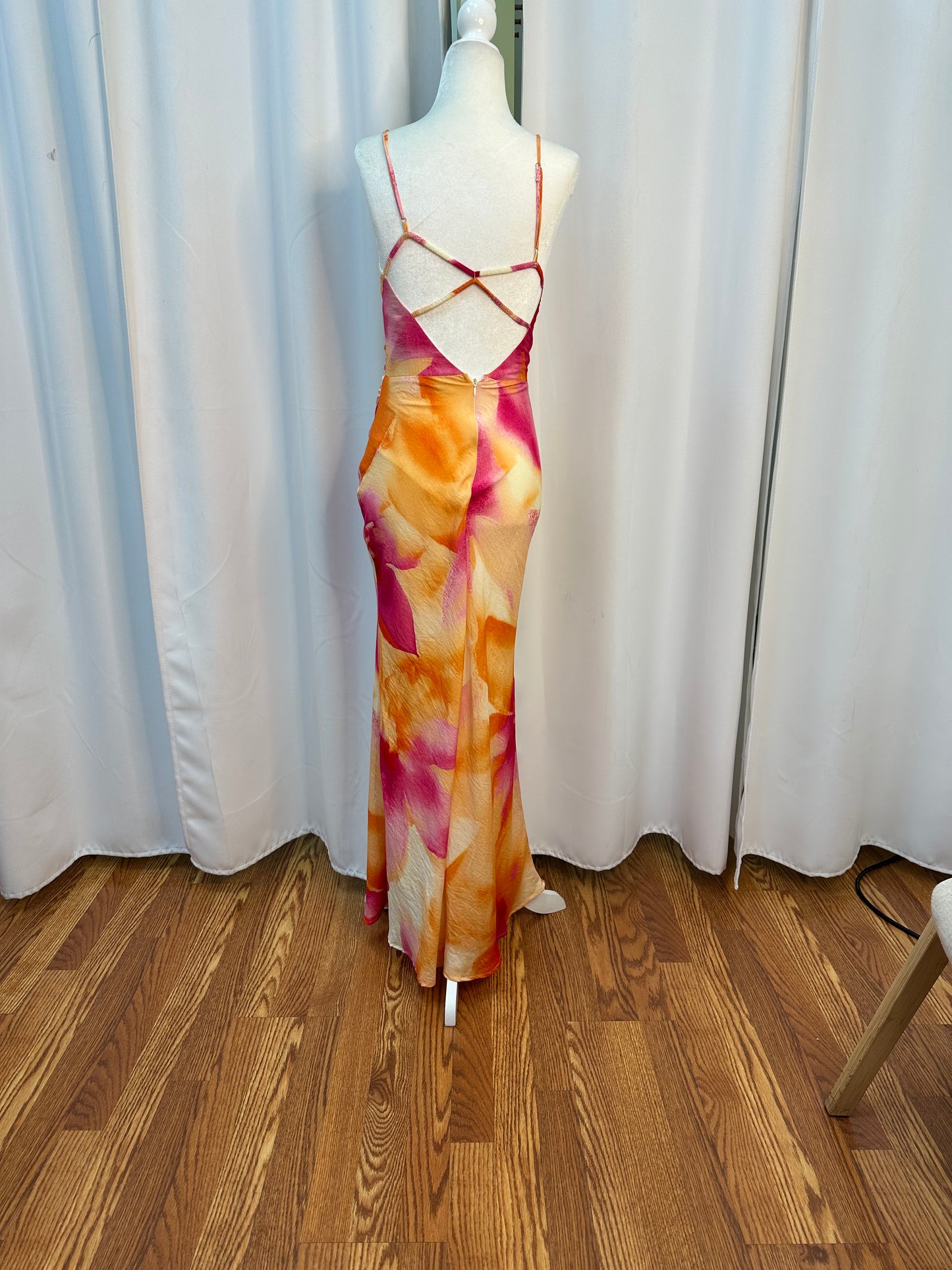 ORANGE SATIN DRESS