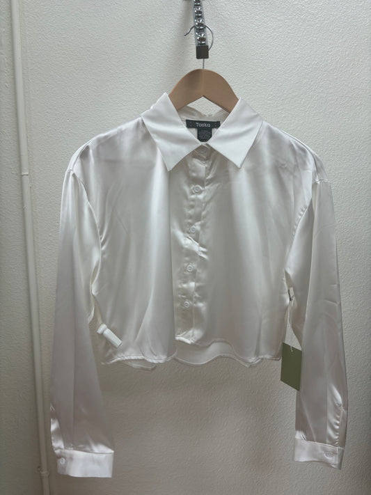 Silk Cropped Button Down