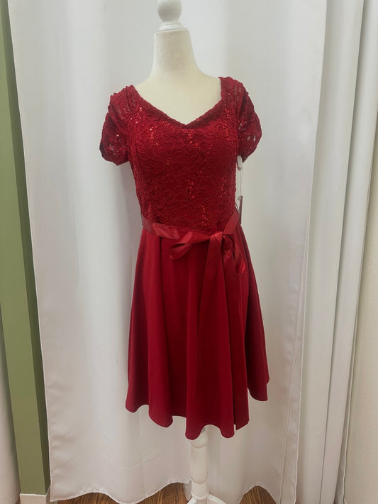 red lace detailed dress
