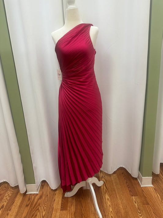 long magenta pleaded dress