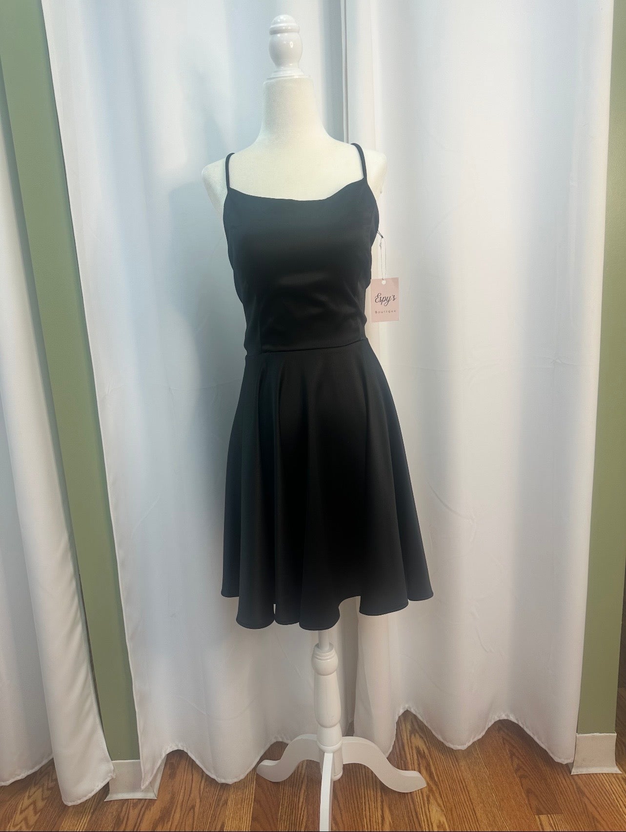 short black cross back dress