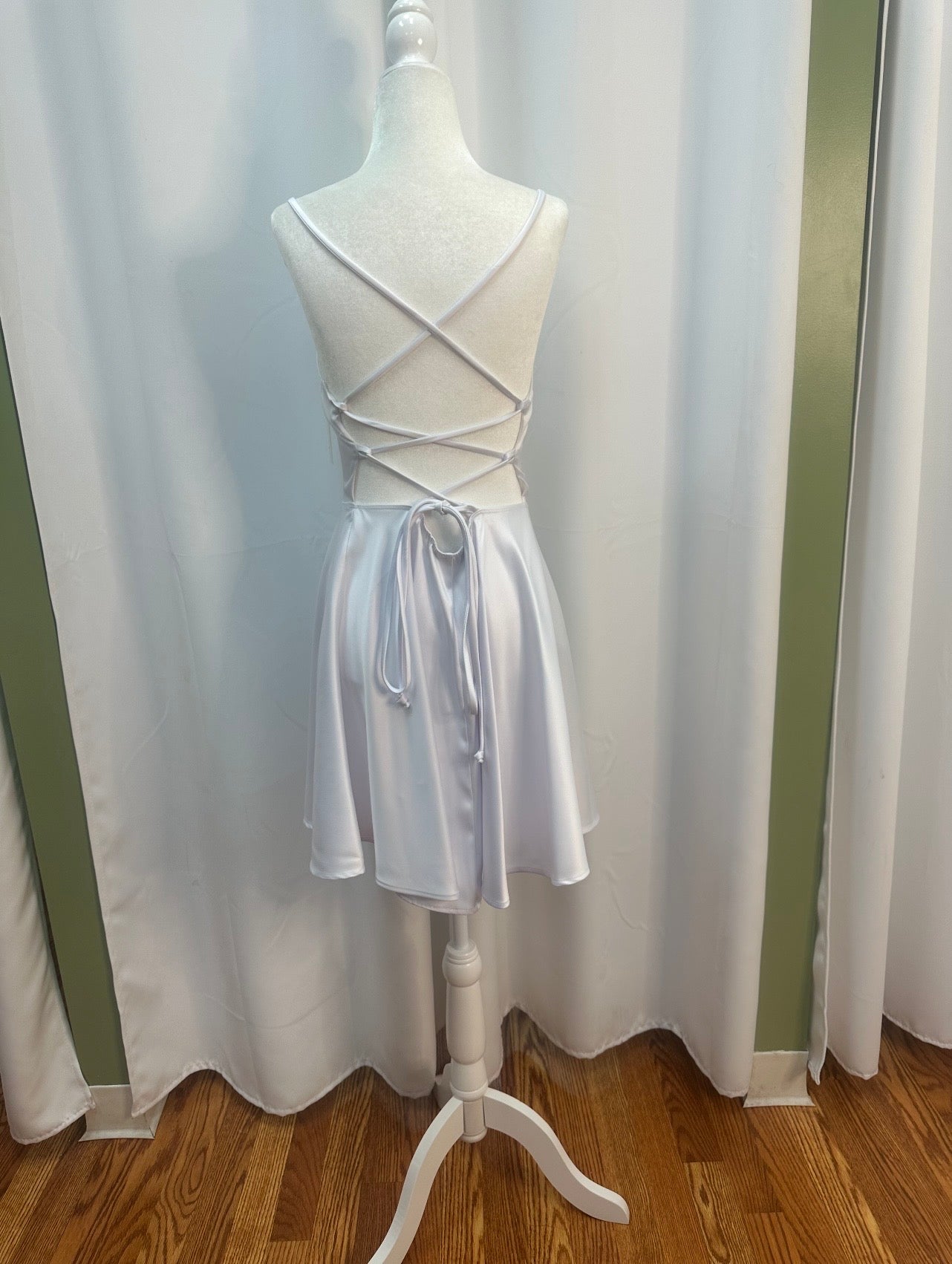 short white cross back dress