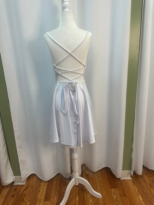 short white cross back dress