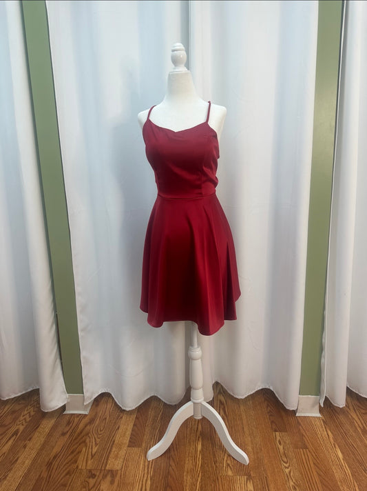 short red cross back dress