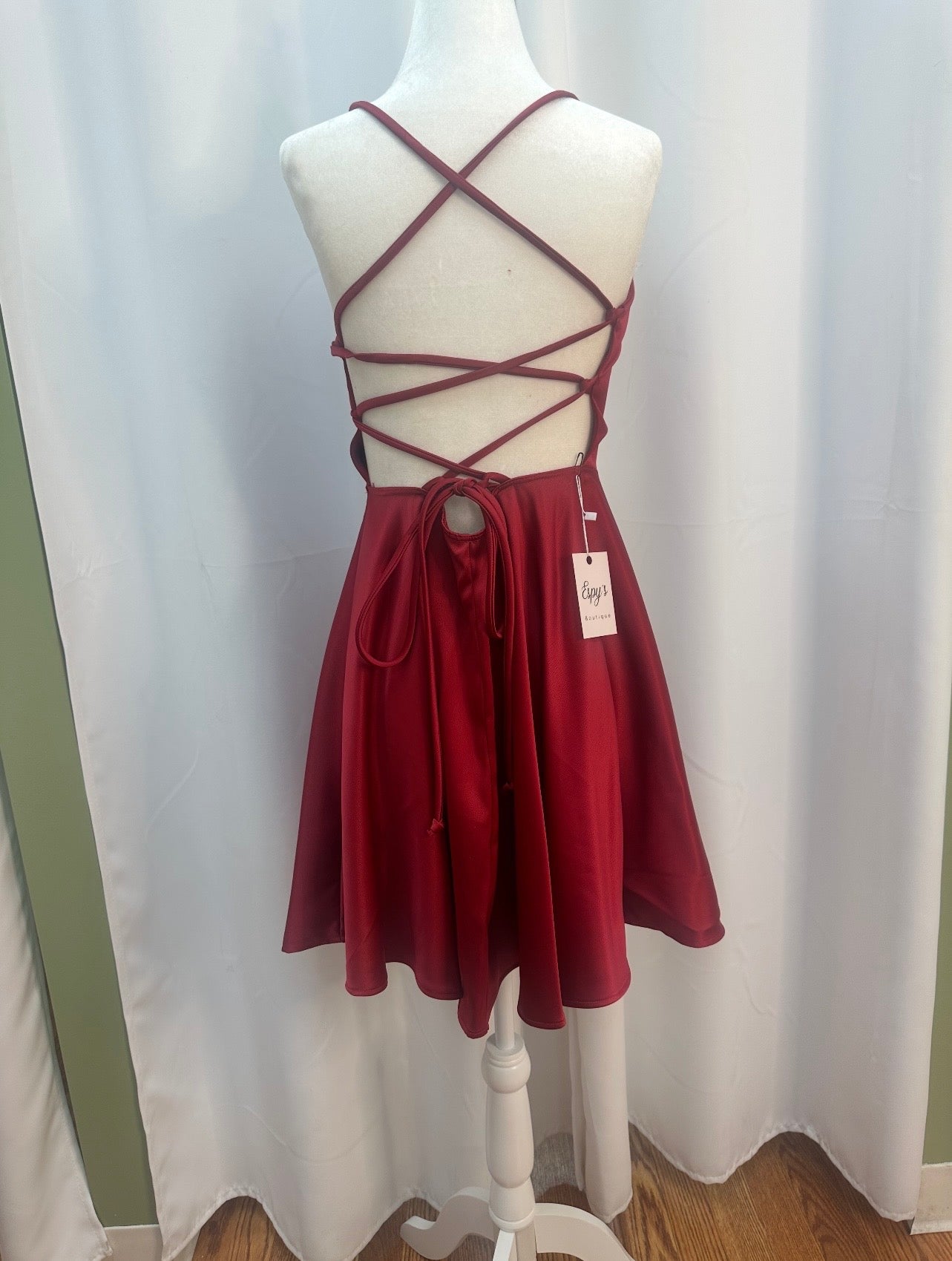 short red cross back dress