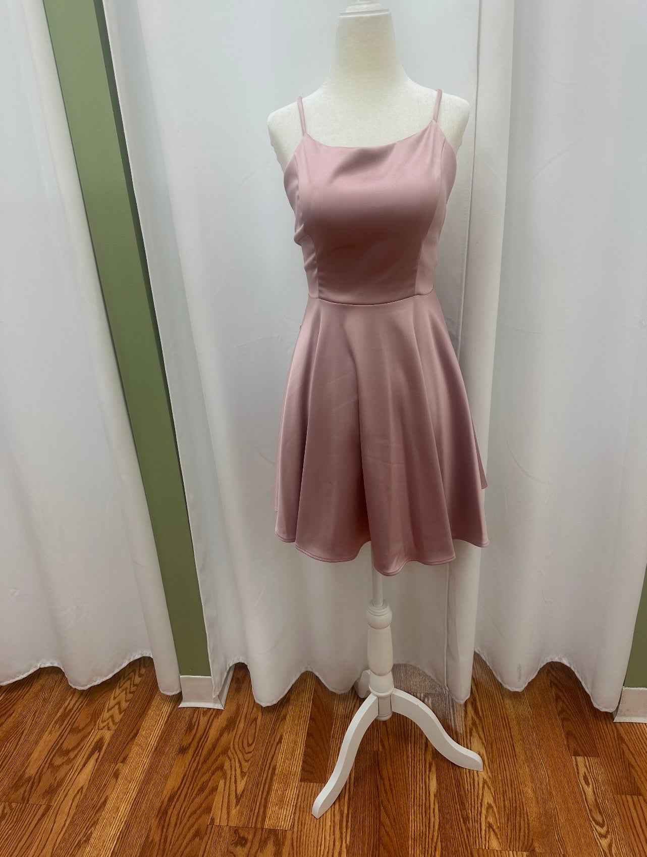 short pink cross back dress