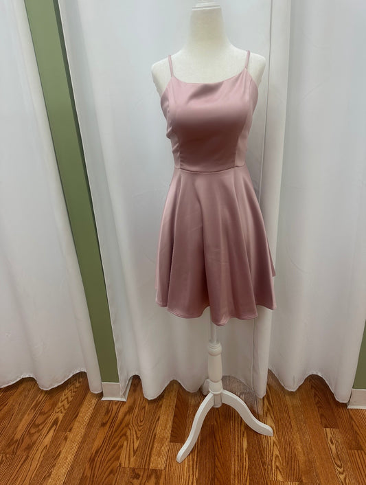 short pink cross back dress