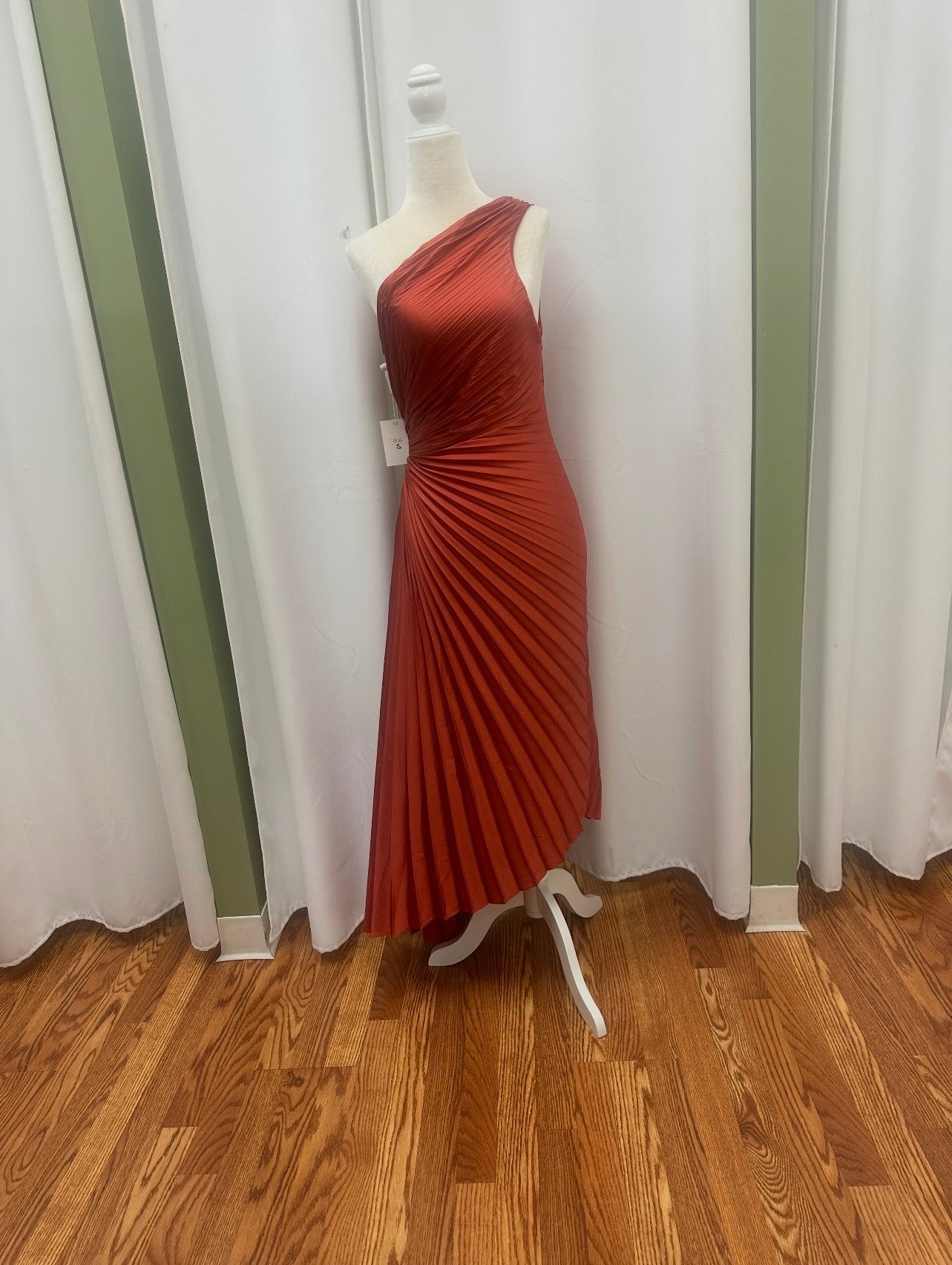long sienna pleaded dress