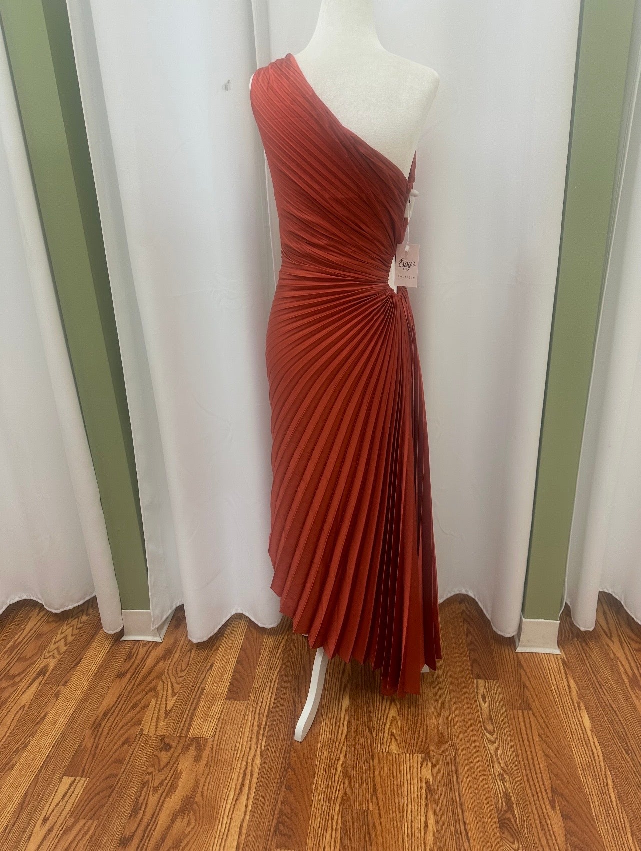 long sienna pleaded dress