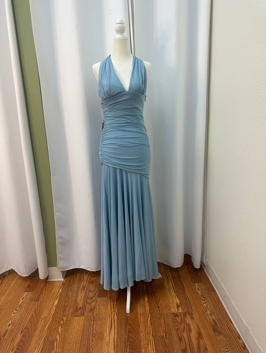 long slate blue dress