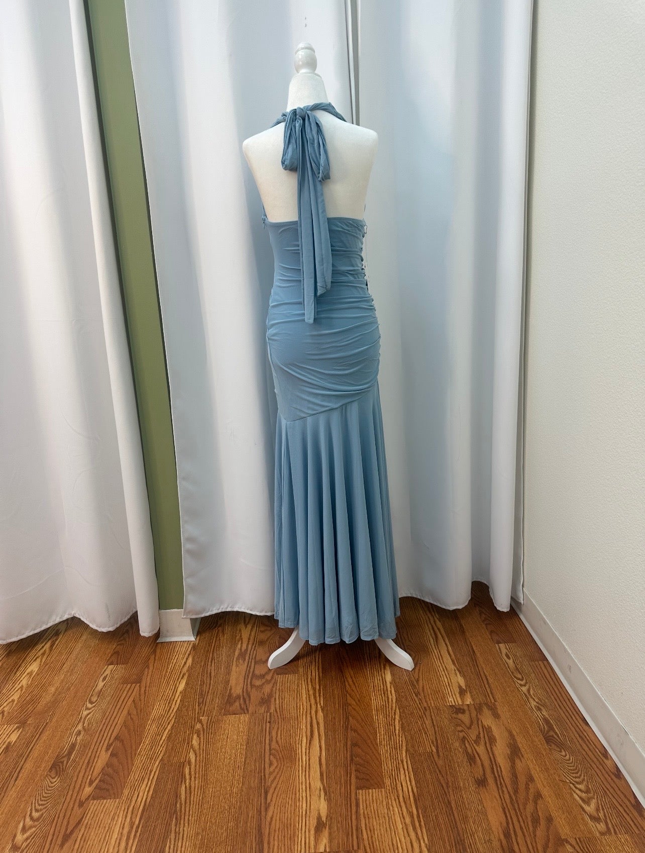 long slate blue dress