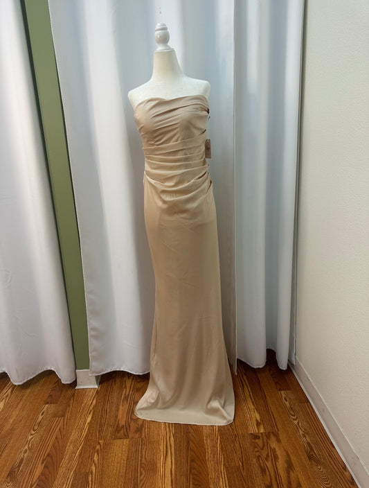 long gold satin dress
