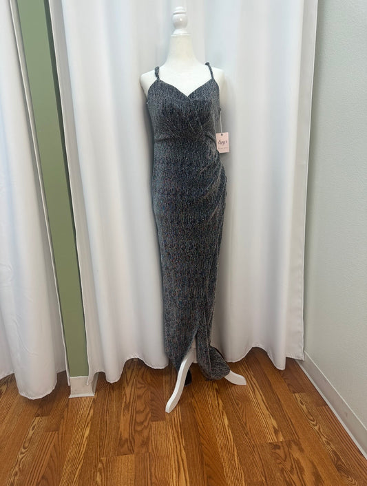 long silver glitter dress