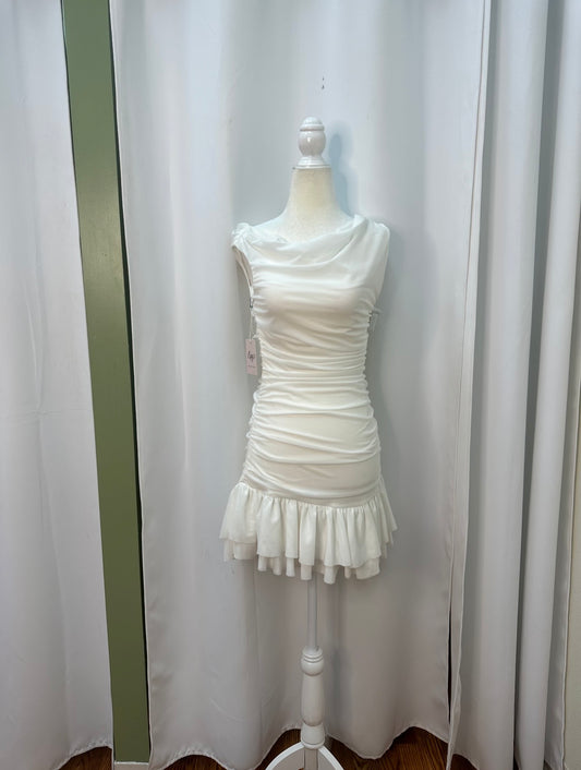 short white flowy mini dress