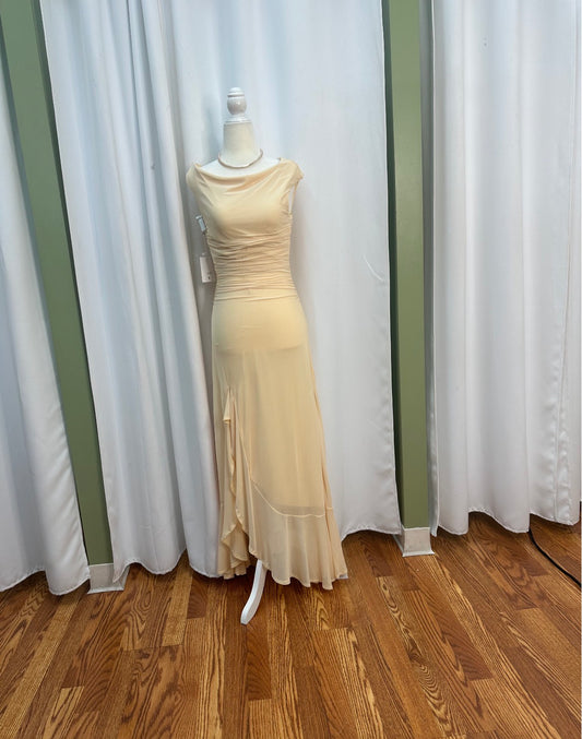 butter yellow pastel dress ruffle detailed