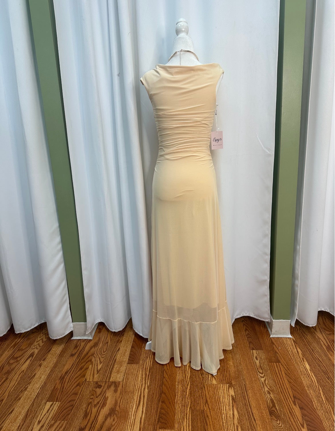 butter yellow pastel dress ruffle detailed