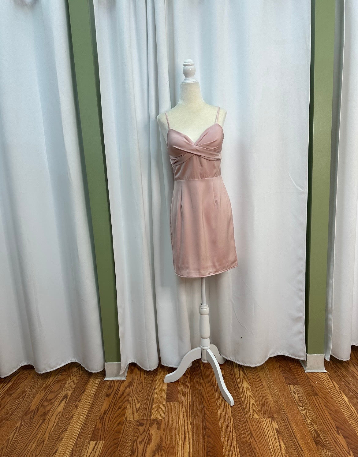 satin short pink classy dress