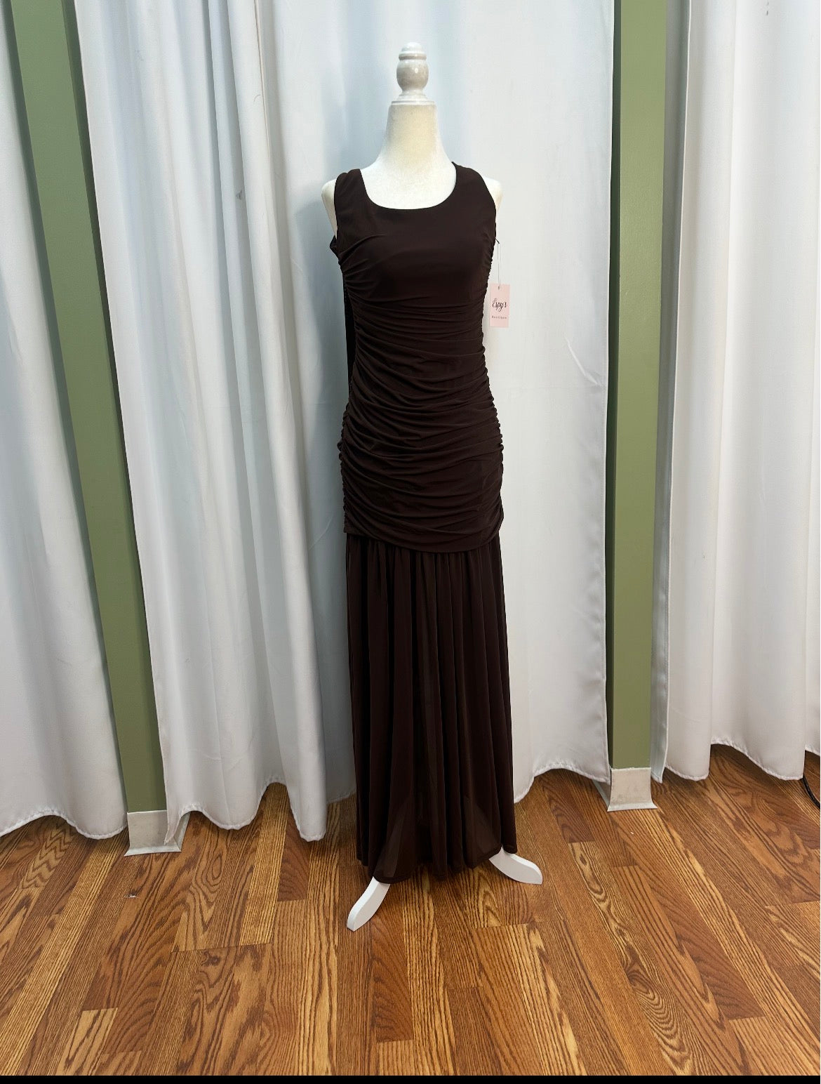 chocolate truffle long dress elegant back design