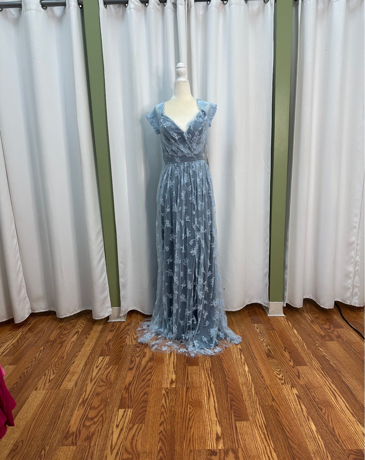 light blue beautiful flower transparent detailed dress