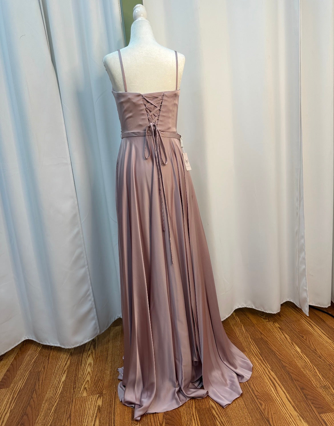 faded rose long elegant dress corset tie.