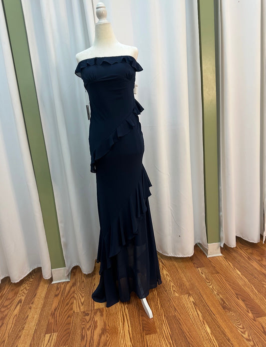 chiffon strapless navy blue truffle.