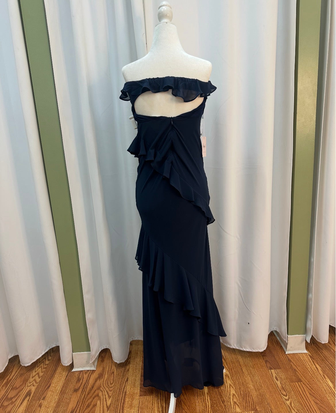 chiffon strapless navy blue truffle.