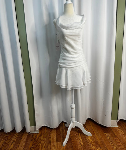 White halter top layered dress lined designed.
