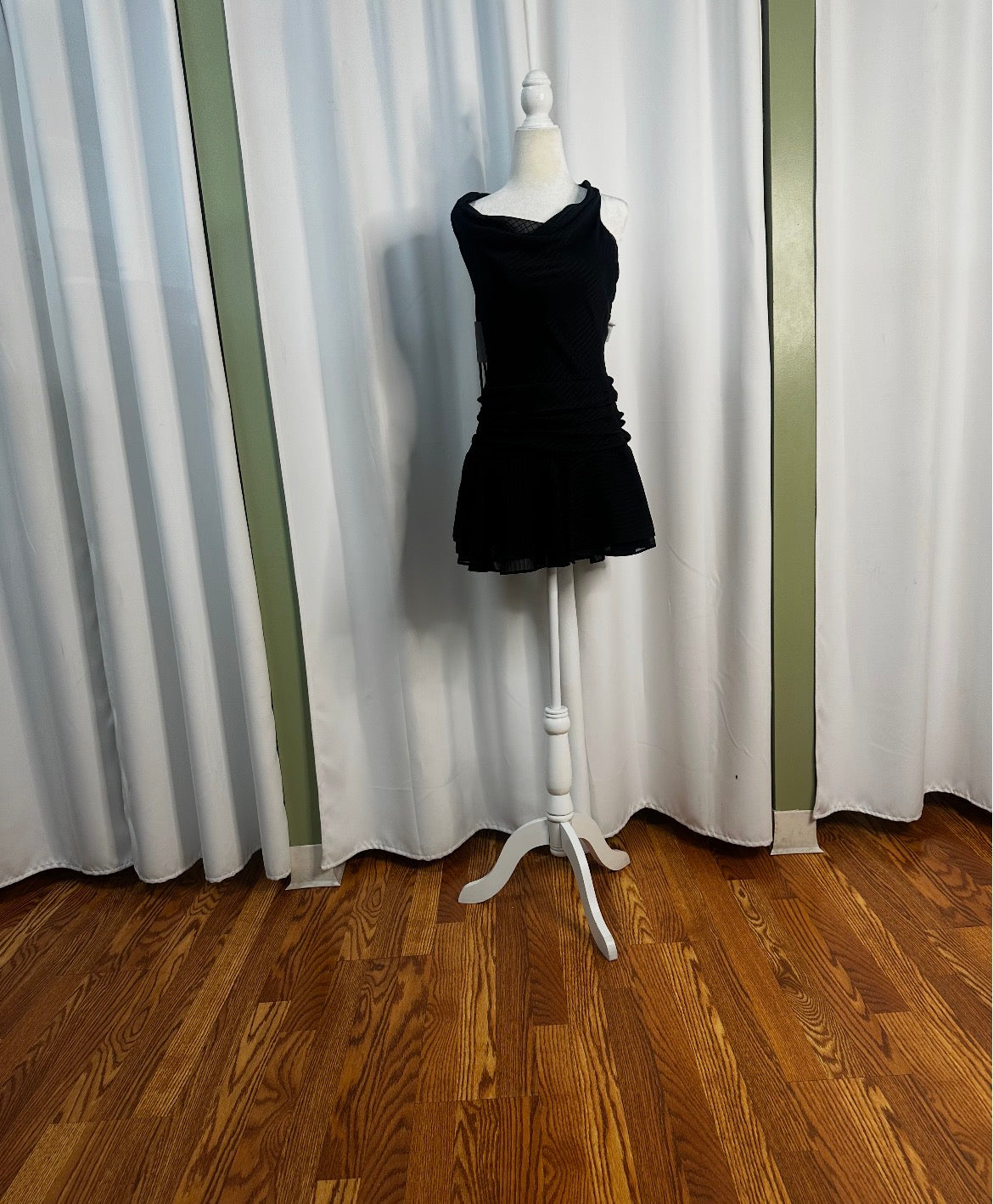 black short halter top dress, lined design