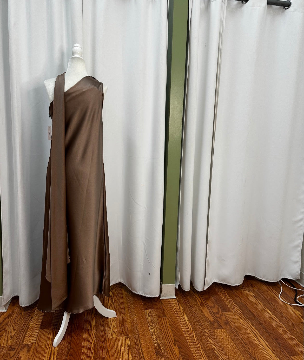 Dune Satin long scarfed dress