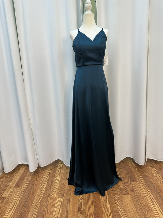 Satin Dark blue long dress
