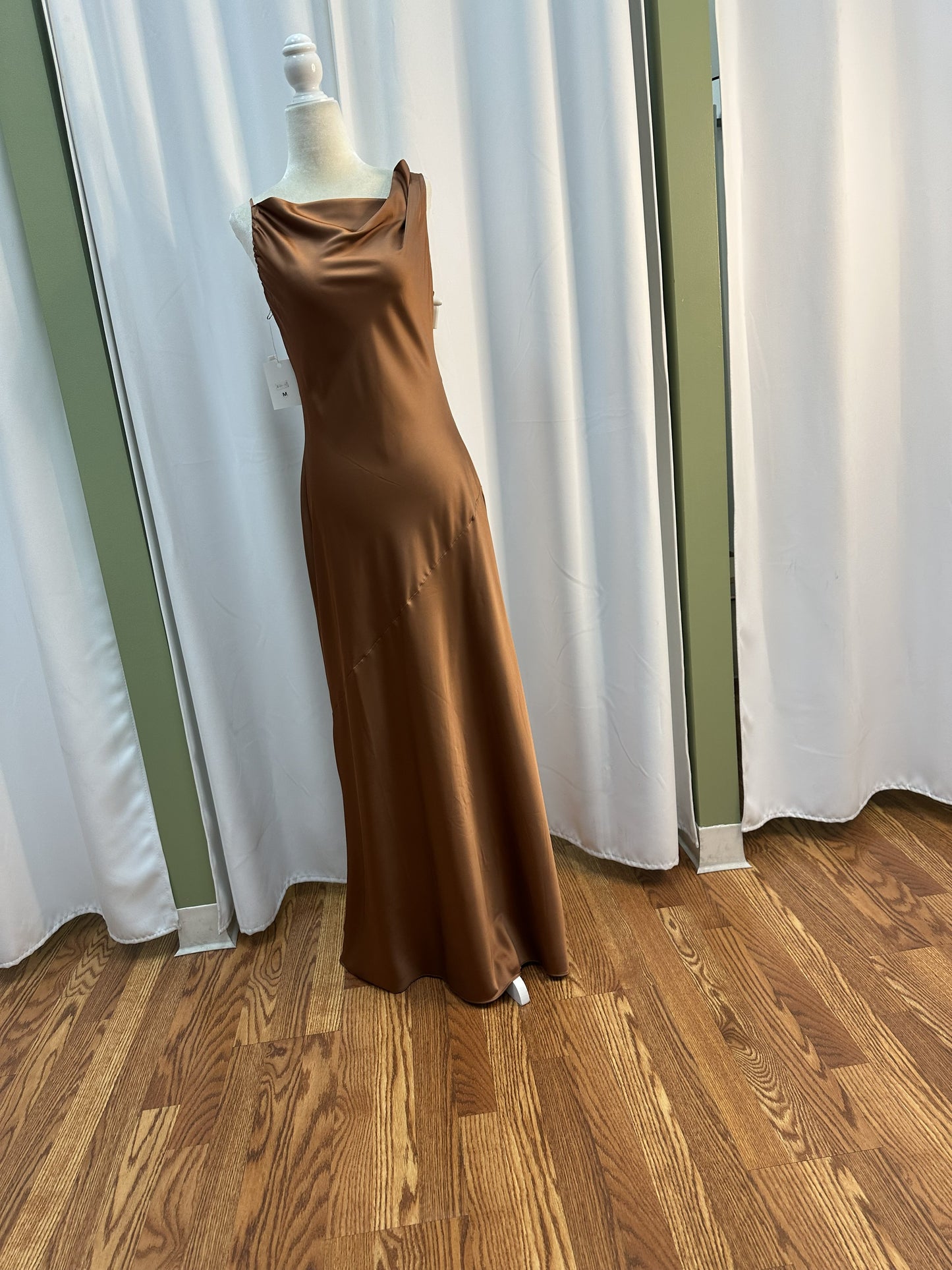 Nutmeg Satin Long Dress