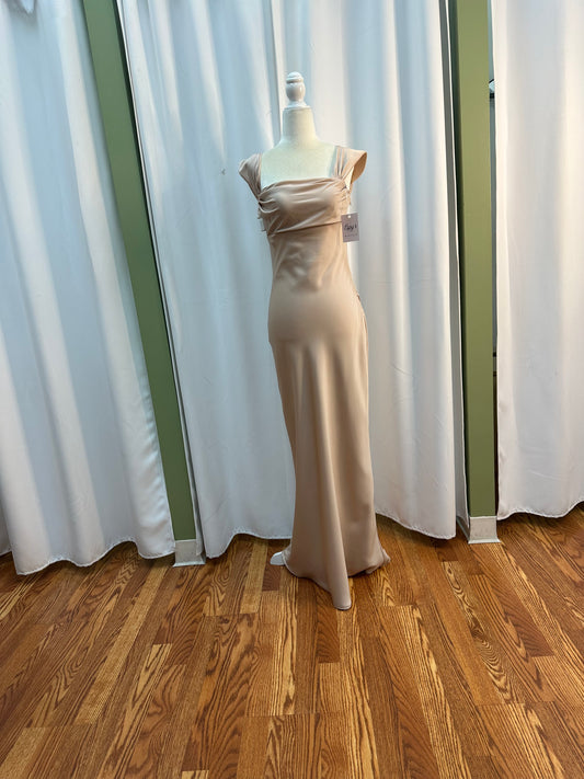 long satin champagne dress